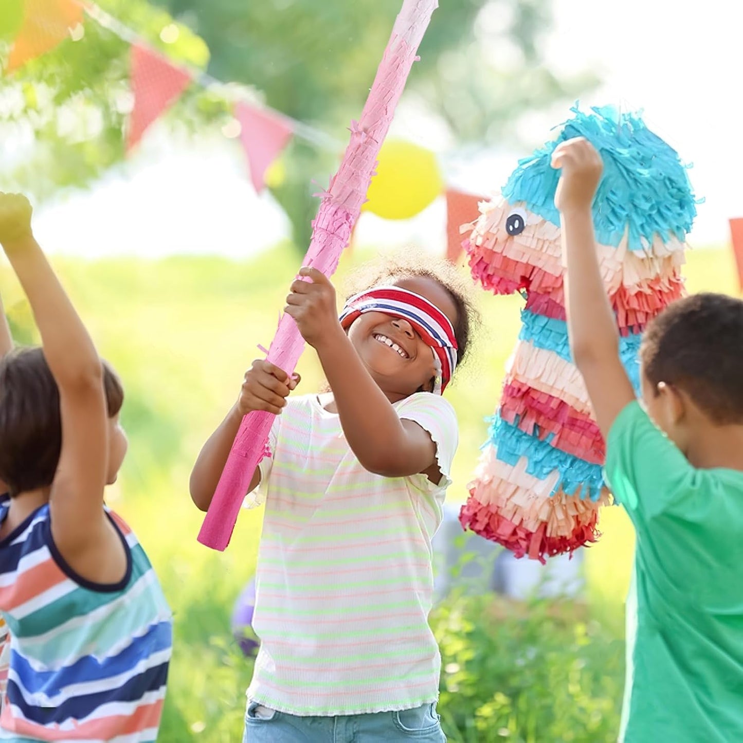 Pinata Sticks, Pink Pinata Stick and Blindfold, 30g Confetti