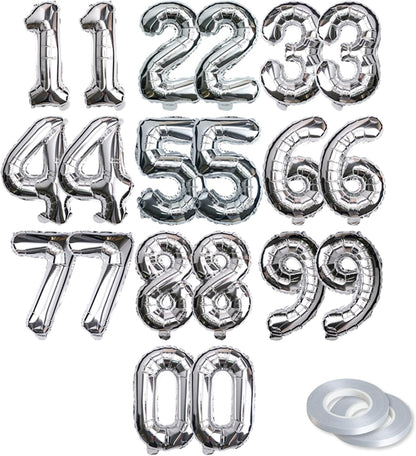 [20 Pcs] 16" Gold Foil Number Balloons (2 sets of 0-9) - Mylar Aluminum Hanging Decorations for Graduation, Birthday, Christmas & New Year's Eve Parties