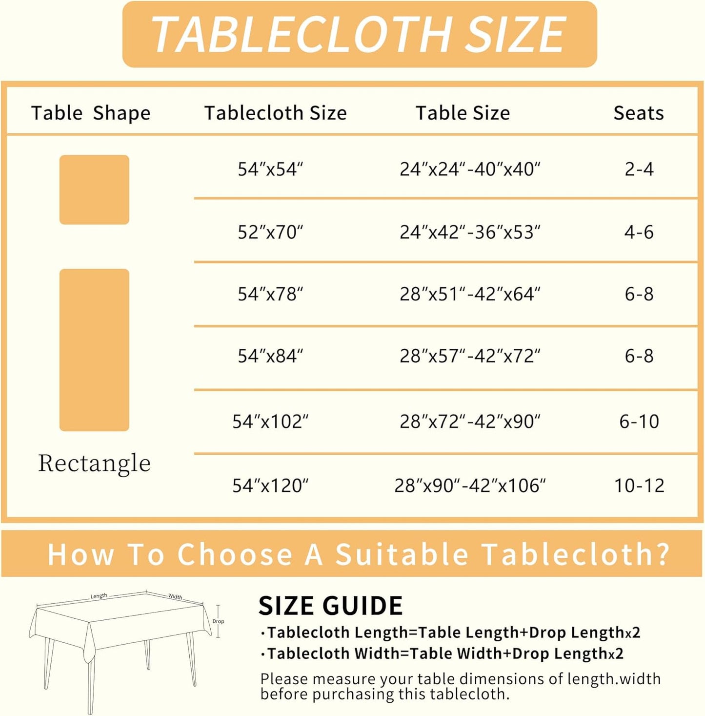 Rectangle Table Cloth,100% Waterproof Tablecloth Oil Proof Spill Proof Vinyl Table Cloth, Wipe Clean Plastic Table Cover for Dining, Camping, Indoor and Outdoor 52" x 70",Leaves
