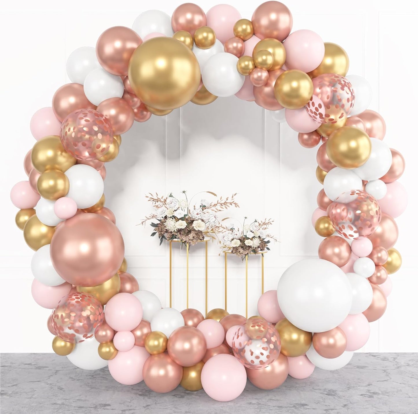 Amandir 153pcs Pink Purple Balloon Garland Arch Kit, Different Sizes 18 12 10 5 inch Pink Purple Red Latex Metallic Confetti Purple Balloons for Girl Women Birthday Bridal Baby Shower Party Decoration