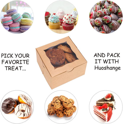 Cookie Boxes with Window 4.5x4.5x3 Inch-50 Pack,White Bakery Boxes,Mini Treat Boxes for Mini Bundt Cake and Individual Cheesecakes