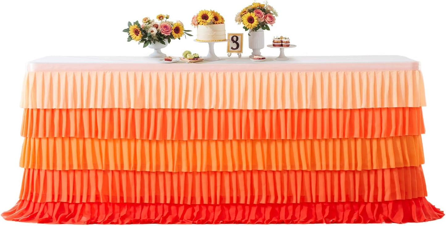 Pastel Rainbow Table Skirt Ruffle Party Tablecloth for Rectangle Table 6ft Birthday Party Baby Shower