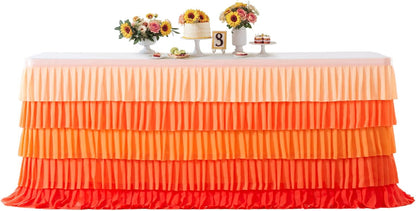 Pastel Rainbow Table Skirt Ruffle Party Tablecloth for Rectangle Table 6ft Birthday Party Baby Shower
