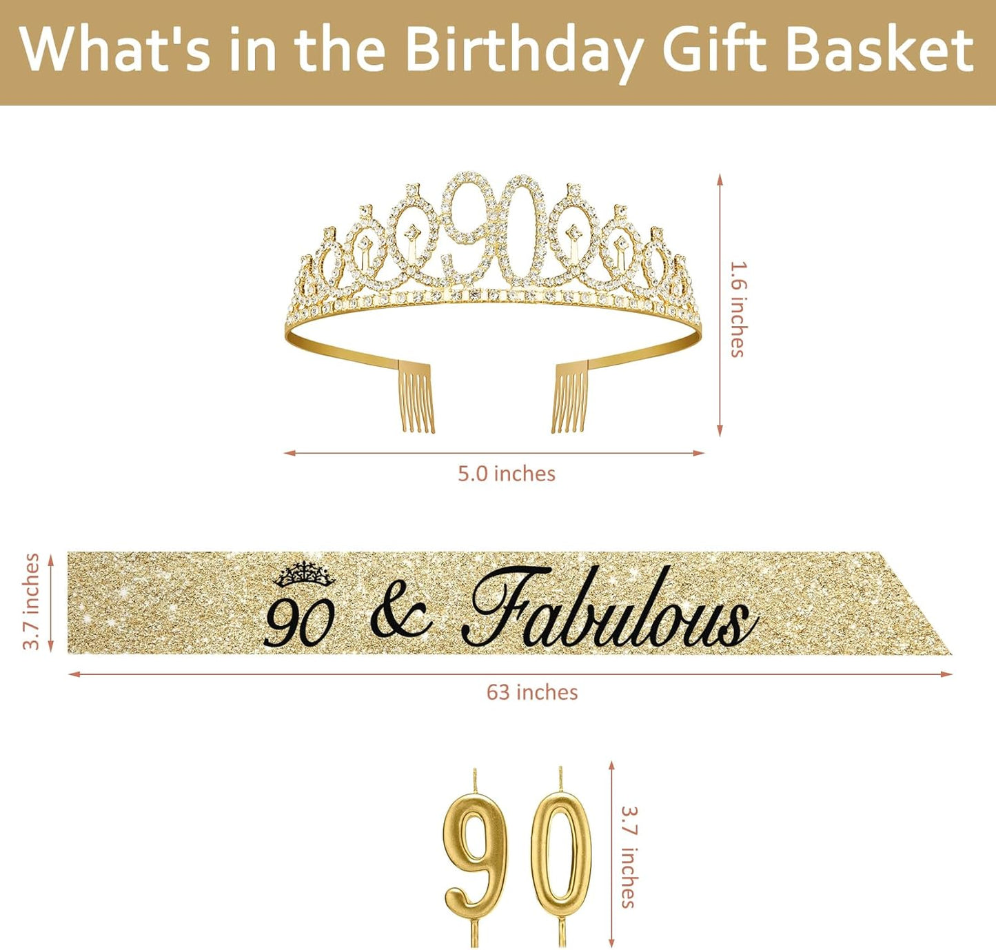 21st Birthday Decorations for Her with 21st Birthday Sash and Crown, Candles Gold, Gifts for 21 Year Old Girls