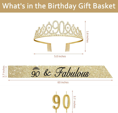 21st Birthday Decorations for Her with 21st Birthday Sash and Crown, Candles Gold, Gifts for 21 Year Old Girls