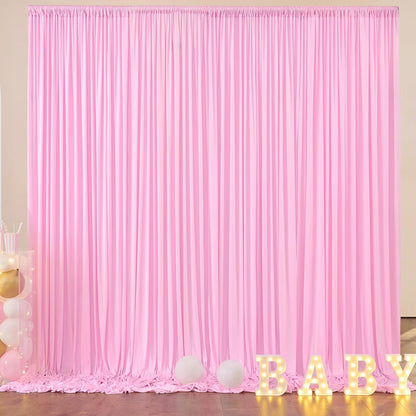 10ftx10ft Black Backdrop Curtains for Weddings Parties, Wrinkle Free 2 Panels Silky Polyester Photo Backdrop Drapes Back Drop Cloth Drapery for Birthday Mother'sDay Photography Background