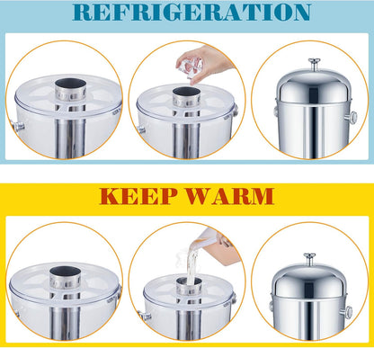 Gisafai 3 Pcs 2 Gallon Drink Dispensers for Parties, Beverage Dispenser with Stand, Stainless Steel Hot Cold Juice Dispenser with Centre Ice Core and Drip Trays for for Beer, Water Lemonade