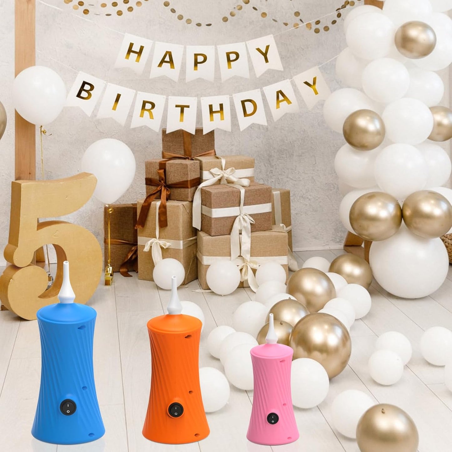 Balloon Pump Electric Balloon Pump Air Balloon Pump Balloon Blower Machine Portable Long Animal Blower Machine Blue/Orange/Pink/Purple Electric Balloon Pump Inflator for Party/Wedding/Birthday Decor