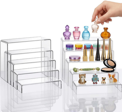 Fixwal 10pcs 2 Set Acrylic Risers for Display Clear Perfume Organizer Stands Acrylic Display Risers for Show Figures, Cupcake, Jewelry, Toys, Perfume and More (Large Size)