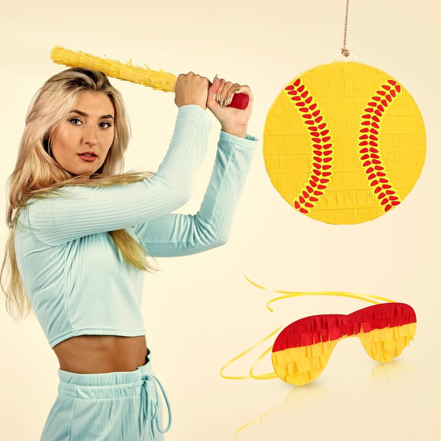 Deekin 3 Pcs Dart Piñata Set Include Large Dart Gun Shooting Target Piñata with Stick Eye Mask for Kids Birthday Party Game Favors Supplies 12.8x12.8 Inch