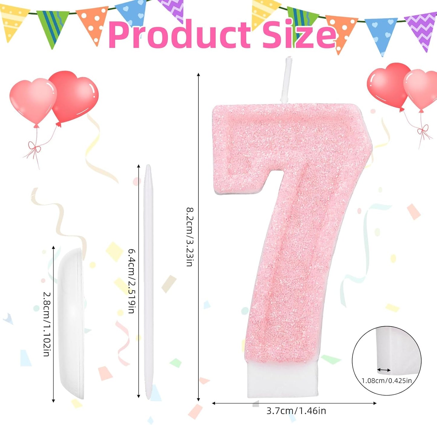 Pink Number One Birthday Candles, Romantic Cake Glitter Pink Number 1st Candles Anniversary Cake First Topper Decoration Cute Birthday Party Supplies for Wedding Anniversary Celebration Supplies (1)
