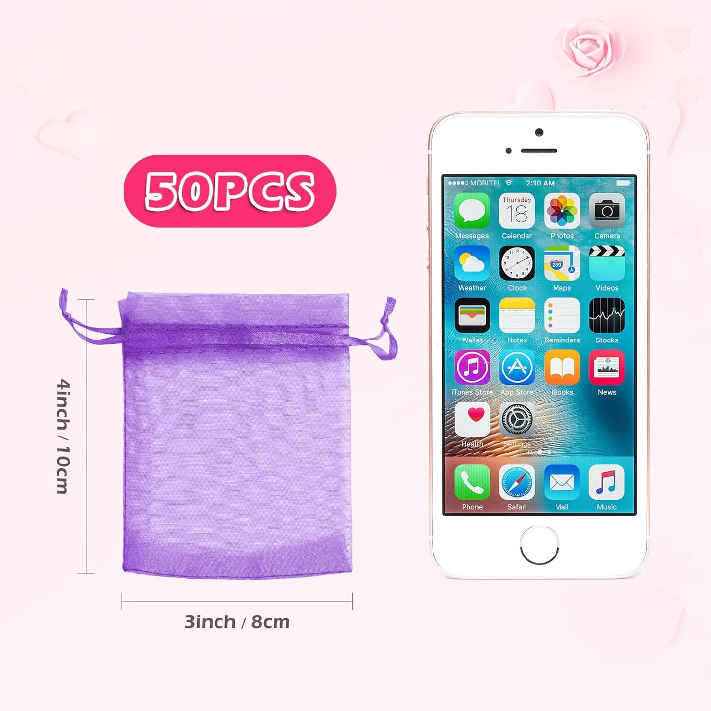 ANZNKU 50PCS White Organza Bags 3x4, Small Gift Bags Bulk for Sachet Jewelry Candy Treat, Mini Mesh Bag Drawstring for Wedding Bridal & Baby Shower, Party Favor Bag for Easter Mothers Day Birthday