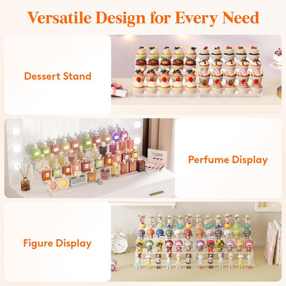Lifewit Cupcake Stand, Perfume Cologne Organizer, Tool-Free Assembly, Display Riser, Spice Rack, Figurine Holder, Makeup Storage, Room Decor, Party Decorations, Clear, 12″ 3 Tier, 1 Pcs