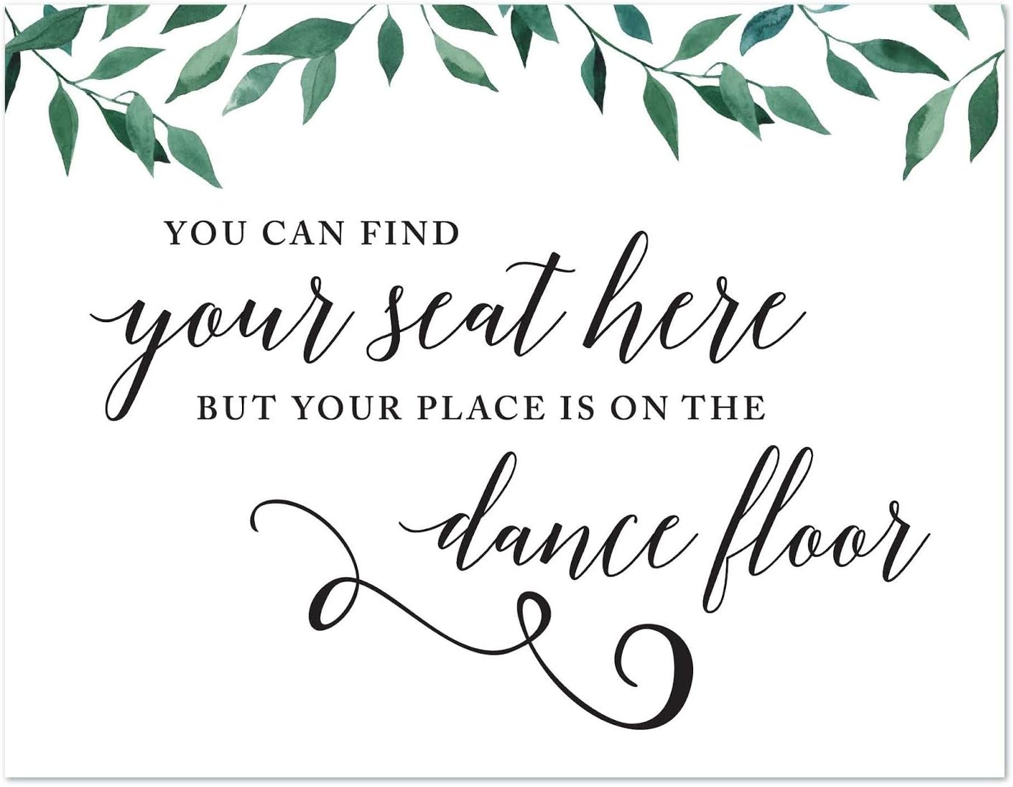 Andaz Press Wedding Party Signs, Natural Greenery Green Leaves, 8.5x11-inch, Bridal Shower Scavenger Hunt, 1-Pack - Colors D