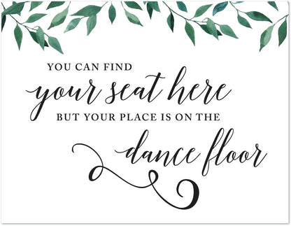 Andaz Press Wedding Party Signs, Natural Greenery Green Leaves, 8.5x11-inch, Bridal Shower Scavenger Hunt, 1-Pack - Colors D