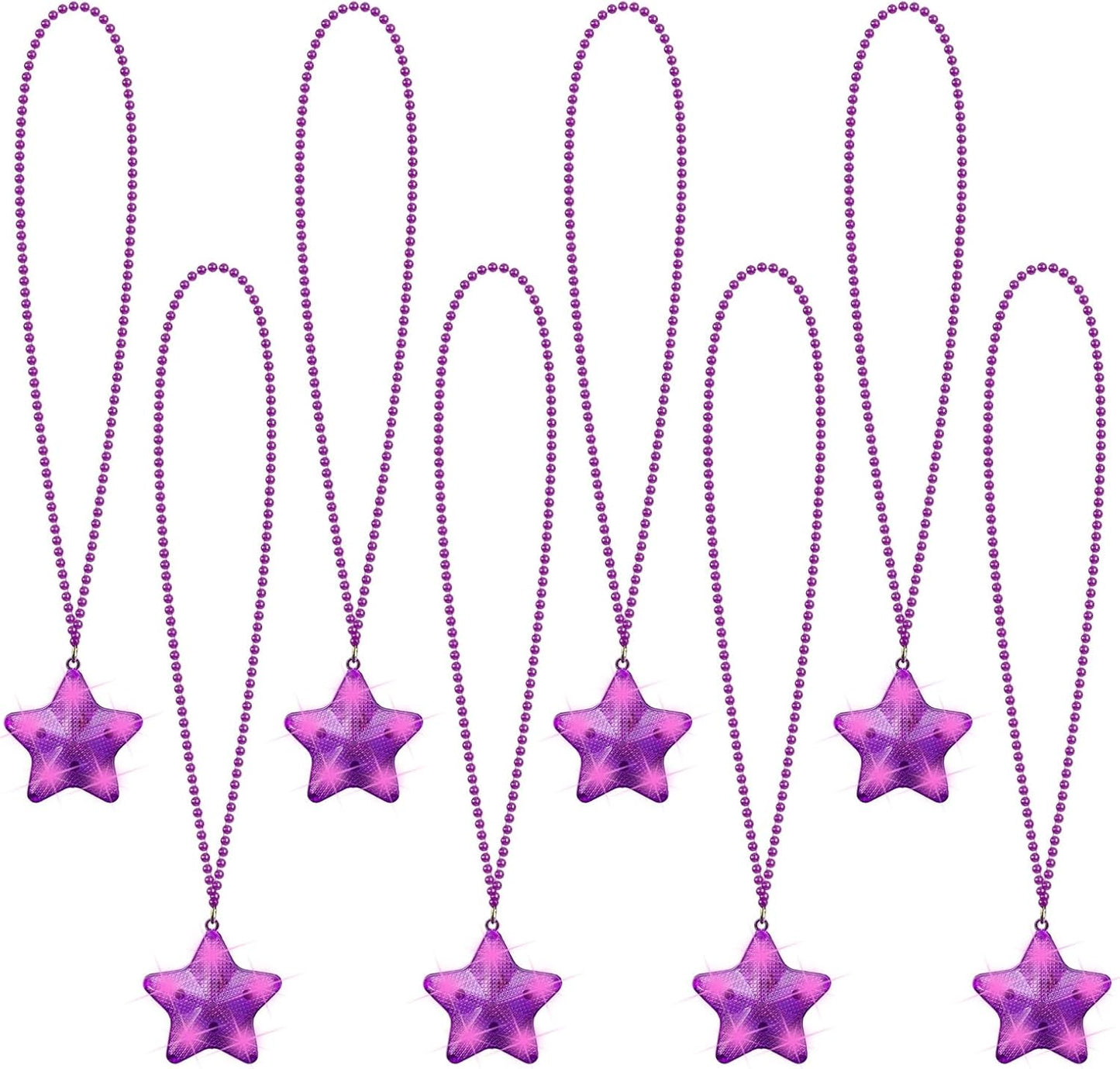 8 Pcs Light Up Necklaces Flashing Star Bead Necklaces Glow In The Dark Party Supplies for Weddings Birthday Valentines Mardi Gras July 4th Halloween Christmas