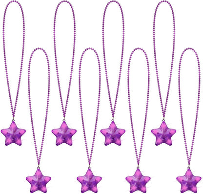 8 Pcs Light Up Necklaces Flashing Star Bead Necklaces Glow In The Dark Party Supplies for Weddings Birthday Valentines Mardi Gras July 4th Halloween Christmas