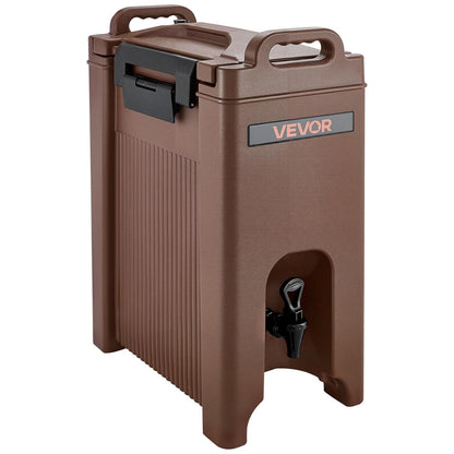 VEVOR Insulated Beverage Dispenser, 5 Gal/19L Hot and Cold Beverage Server with Spigot & Handle, Food-Grade Thermal Drink Dispenser Cooler for Tea Coffee Water in Cafes & Restaurants, Brown