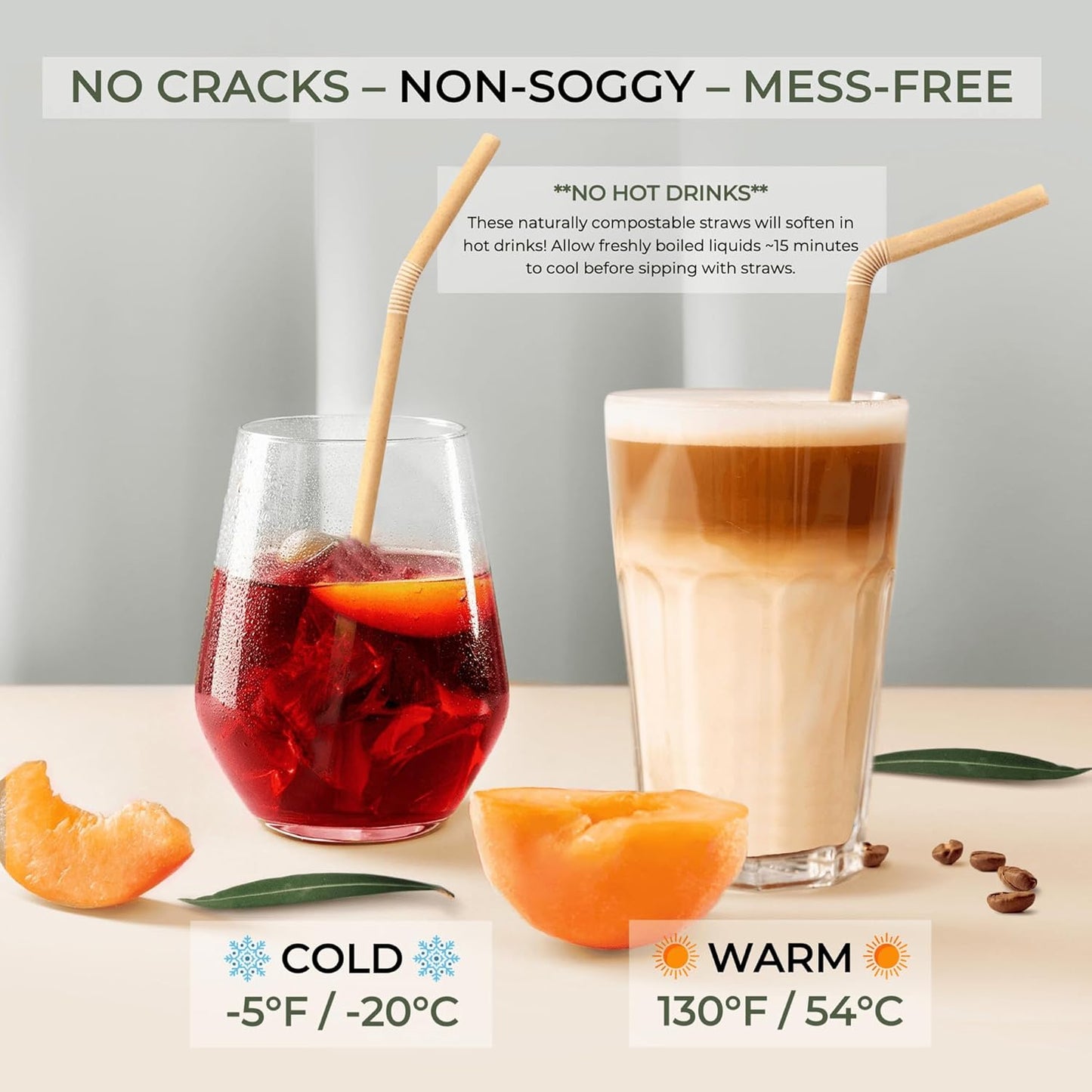 EcoPreps Biodegradable Sugarcane Straws | 150 Count, 100% Compostable, Plastic-Free, & Eco-Friendly Drinking Straw | 7.8'' Sugar Fiber Disposable Straws, Smoothie Straw for Home, Restaurant, Parties