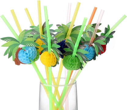 ALINK 50 Umbrella Parasol Drinking Straws, Hawaiian Beach Cocktail Luau Party Decorations Supplies