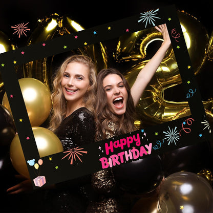 Beeveer 32 x 24 Inch Photo Booth Selfie Frame Prop Booth for Birthday Event Parties Large Blank DIY Cutout Props for Funny Decoration Christmas, Holiday Supplies
