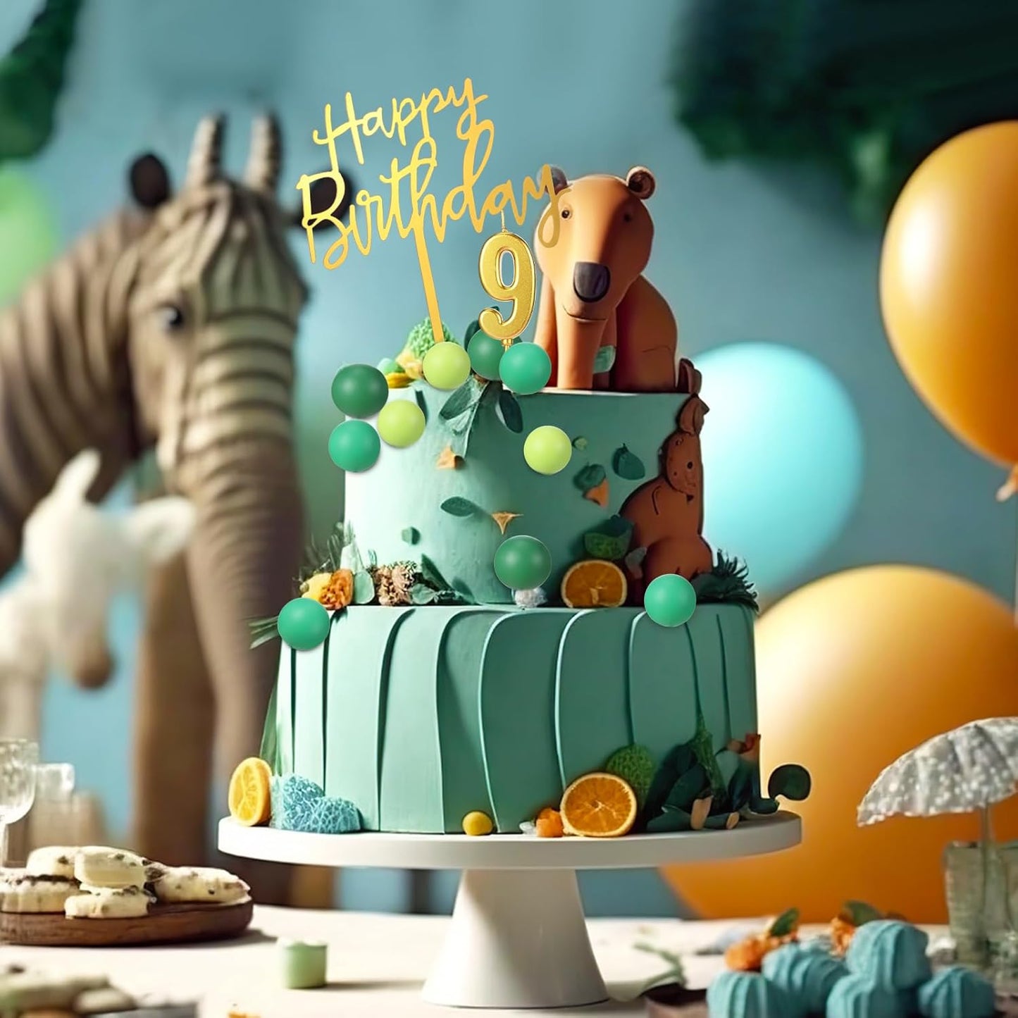 Yerliker 34 Pcs Happy Birthday Cake Toppers Decorations Birthday Candles DIY Cake Decor for Men Women Wedding Anniversary(Gold)