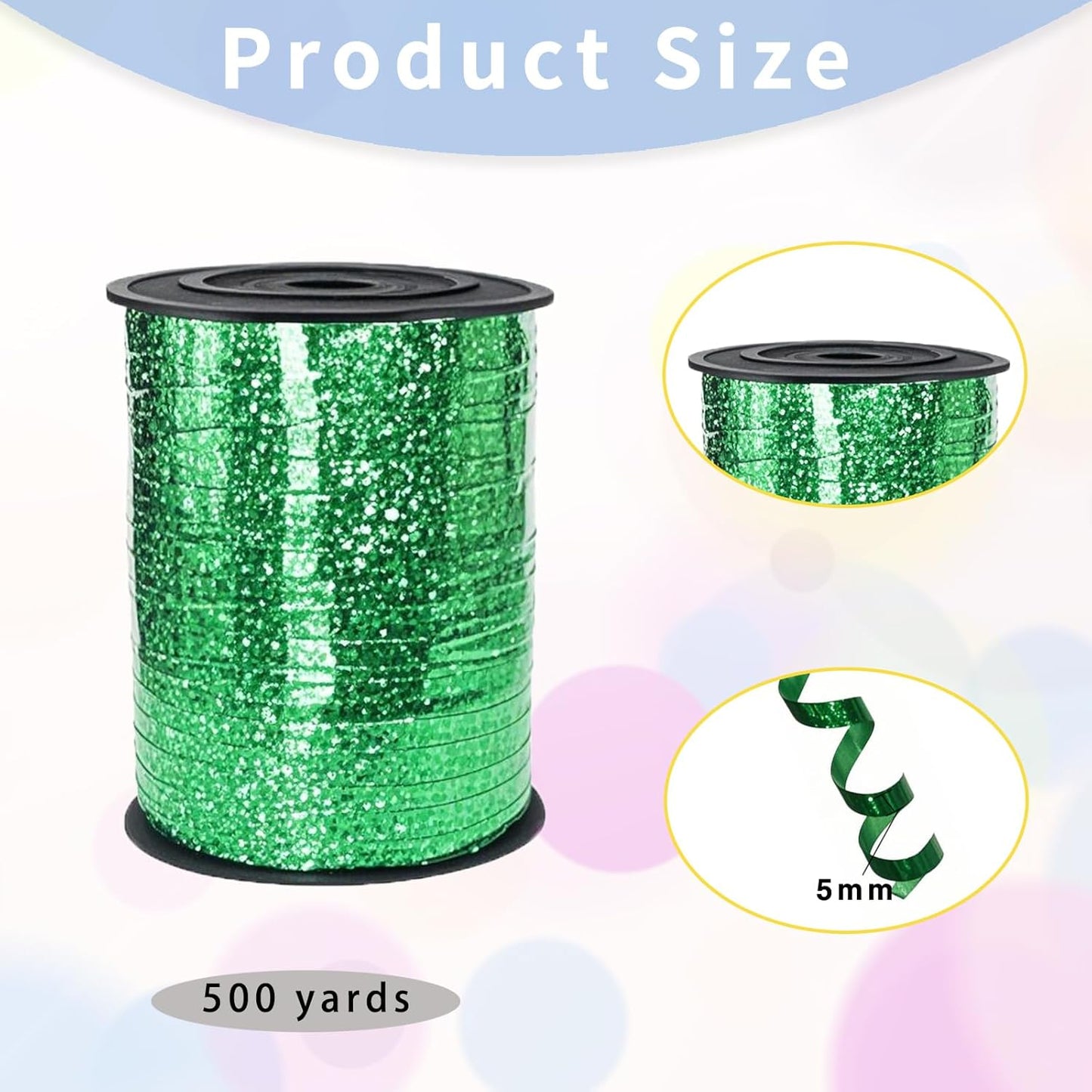 Rainbow Curling Ribbon, 500 Yard Metallic Shiny Curling Ribbon, 1/5" for Presents, Balloons, Parties & Festivals