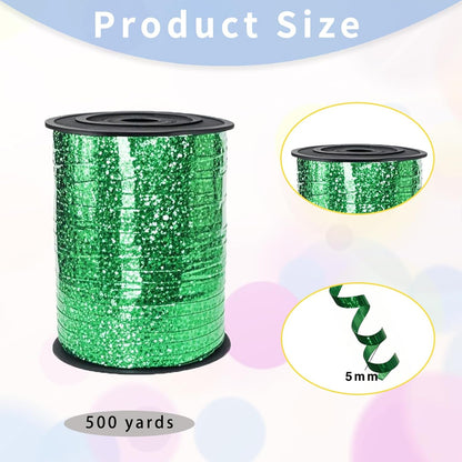 Rainbow Curling Ribbon, 500 Yard Metallic Shiny Curling Ribbon, 1/5" for Presents, Balloons, Parties & Festivals