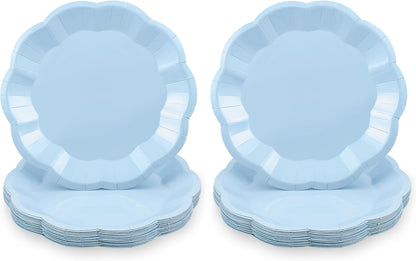 NatNarr 30 Pcs Sage Green Paper Plates, 7 Inch Scalloped Paper Plates Small Dessert Cake Plate Cute Party Plate Disposable Sage Greens Party Supplies for Wedding, Baby Bridal Shower, Birthday
