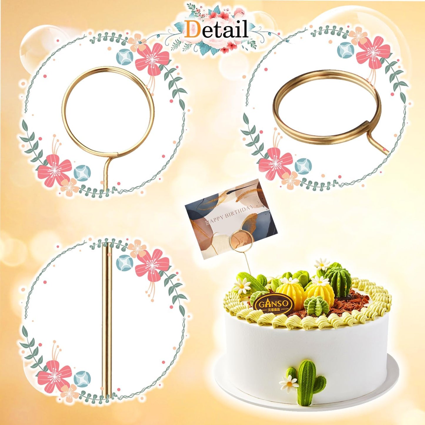 30 Pcs Metal Wire Floral Picks 13 Inch Wire Place Card Holder, Metal Table Name Number Clips Picture Stand, Round Photo Memo Flower Card Holder for Wedding Party Birthday Cake (Silver Round)