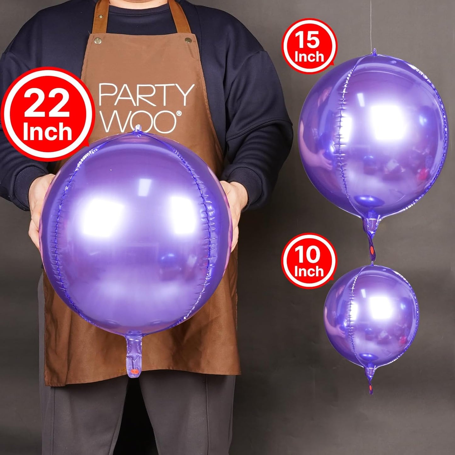 PartyWoo Metallic Gold Foil Balloons 20pcs Different Sizes Pack of 22 15 10 Inch Large Round Foil 4D Inflatable Mirror Ball Mylar Balloons for Graduation Birthday Baby Shower Party Decorations