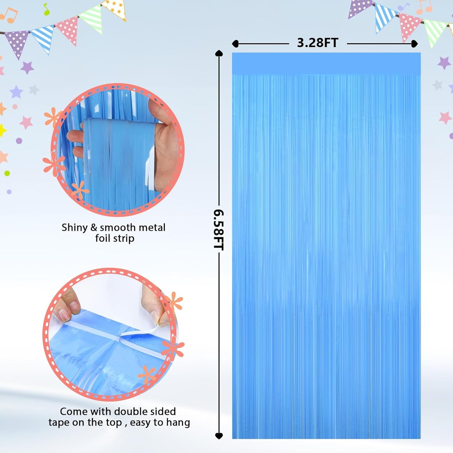 GCB 2Pack Black Metallic Tinsel Foil Fringe Curtains, Black Foil Curtain Backdrop, Photo Booth Props for Birthday Wedding Baby Shower Bachelorette Xmas Celebration Party Decorations Door Streamers