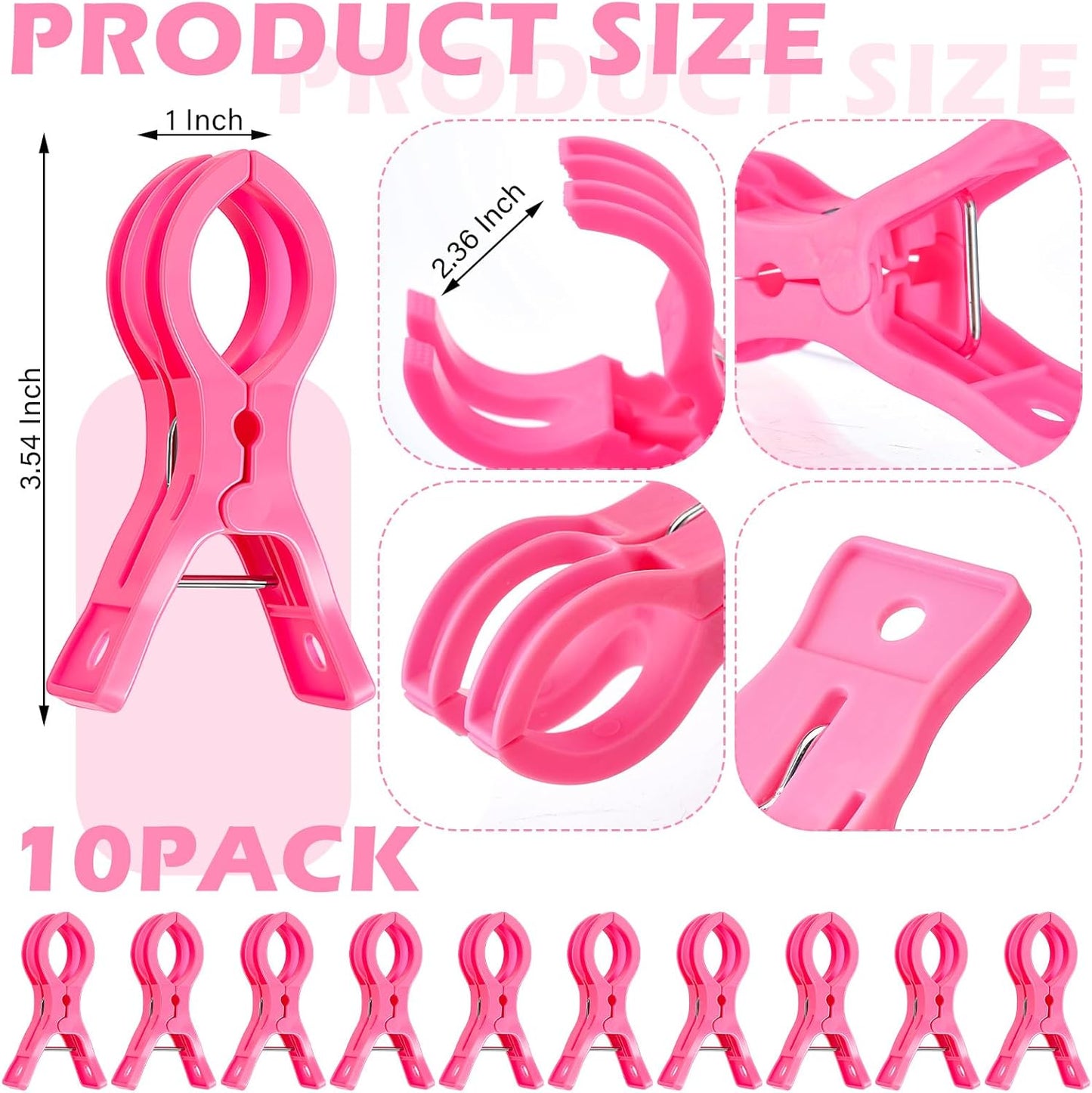 LemonRoad 10 Pack Large Balloon Arch Clips Plastic Transparent Backdrop Spring Clamps 3.5 Inch Heavy Duty Clip for Balloon Arch Kit Birthday Decoration Crafts Woodworking Photography Studios (Clear)