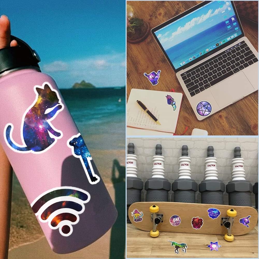 QTL Neon Stickers for Teens & Students Prizes, Waterproof Vinyl Party Favor Stickers, School Rewards, Water Bottle and Laptop, 50PCS - Colors A