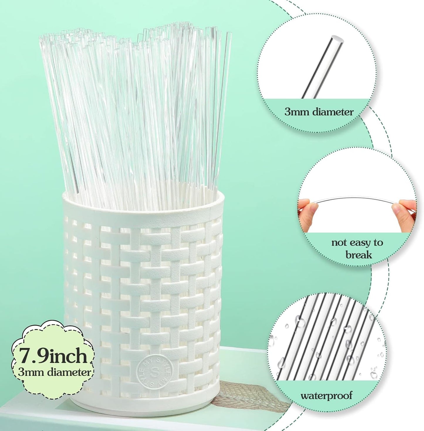 Zopeal 200 Pcs Acrylic Lollipop Sticks Clear Cake Pops Rods Cake Topper Candy Cupcake Treat Stick for Wedding Chocolate Cookie Dessert Handmade DIY Crafts Party Decor Gardening(6 x 0.12 Inches,Clear)