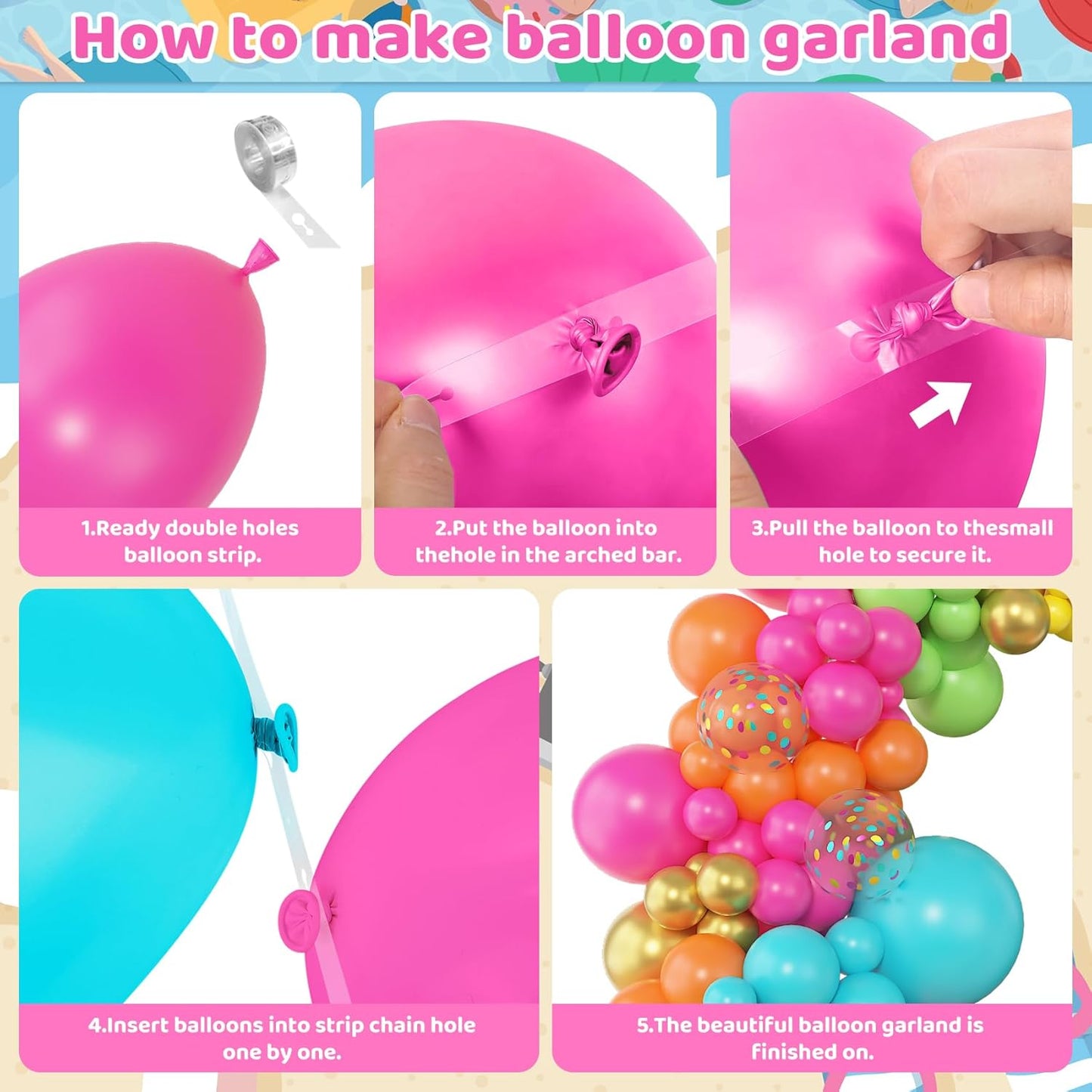 Amandir 153pcs Pink Purple Balloon Garland Arch Kit, Different Sizes 18 12 10 5 inch Pink Purple Red Latex Metallic Confetti Purple Balloons for Girl Women Birthday Bridal Baby Shower Party Decoration