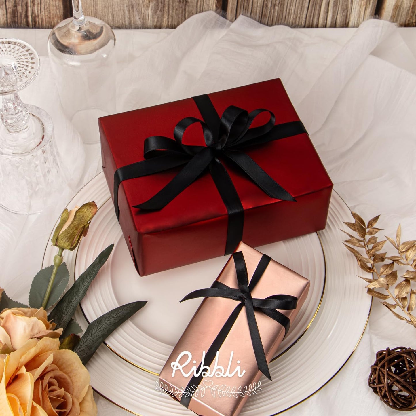 Ribbli Double Faced White Satin Ribbon,3/8” x Continuous 25 Yards,Fabric Ribbon use for Bows Bouquet,Gift Wrapping,Floral Arrangement