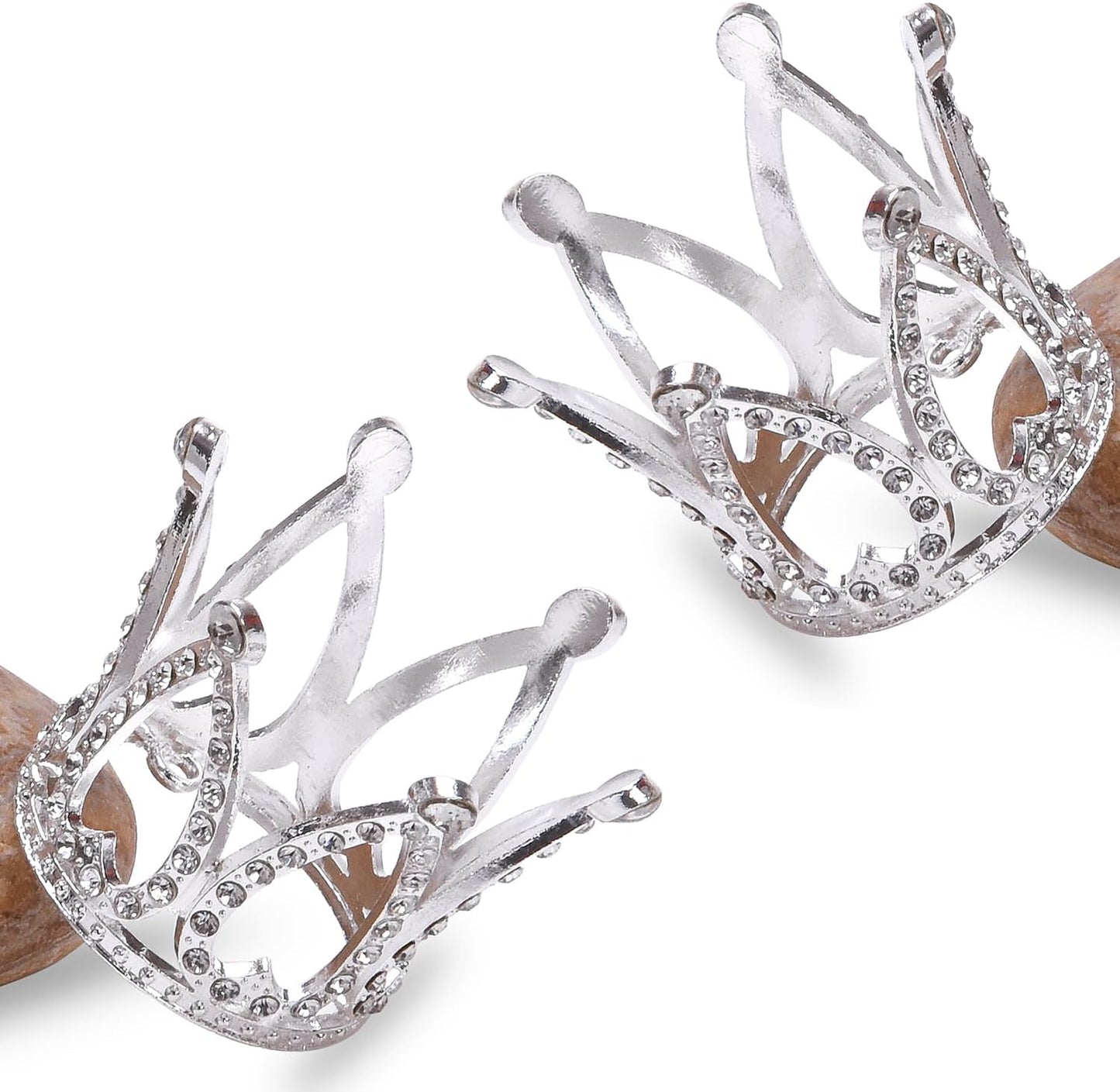 2Pcs Mini Infant Crown Baby Princess Tiara Cake Topper Crystal Rhinestone Small Gold Cupcake Crown for Newborn Photo Prop Royal Prince Themed Birthday Wedding Christmas Party Decorations