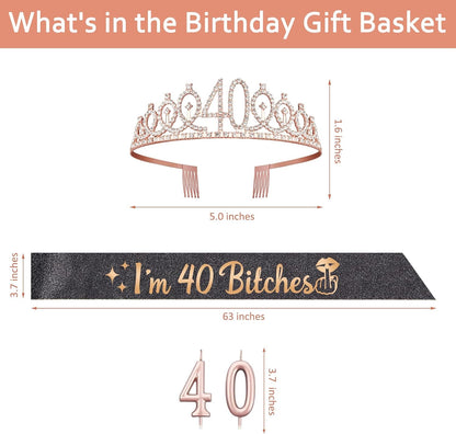 21st Birthday Decorations for Her with 21st Birthday Sash and Crown, Candles Gold, Gifts for 21 Year Old Girls