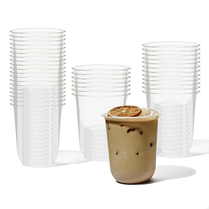 TOSSWARE NATURAL 12oz Arc - Plant Based 98mm Clear Cold Cups - Plastic Alternative for Parties, Bachelorettes, Weddings - Recyclable - Set of 100