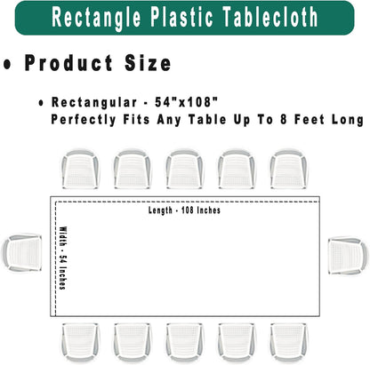 PARTY ULYJA White Plastic Tablecloths 2 Pack Disposable Table Covers 54 x 108 Inch Bridal Shower PEVA Vinyl Table Cloths for Picnic Birthday Wedding Banquet Parties 8 ft Rectangle Table Use