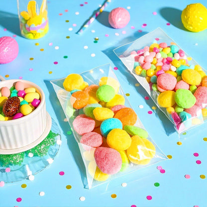 PigPotParty Cookie Bags 4''x 6", 100 Pcs Self Sealing Cellophane Treat Bags, Small Clear Plastic Goodie Bag for Gift, Snack, Party Favor, Candy