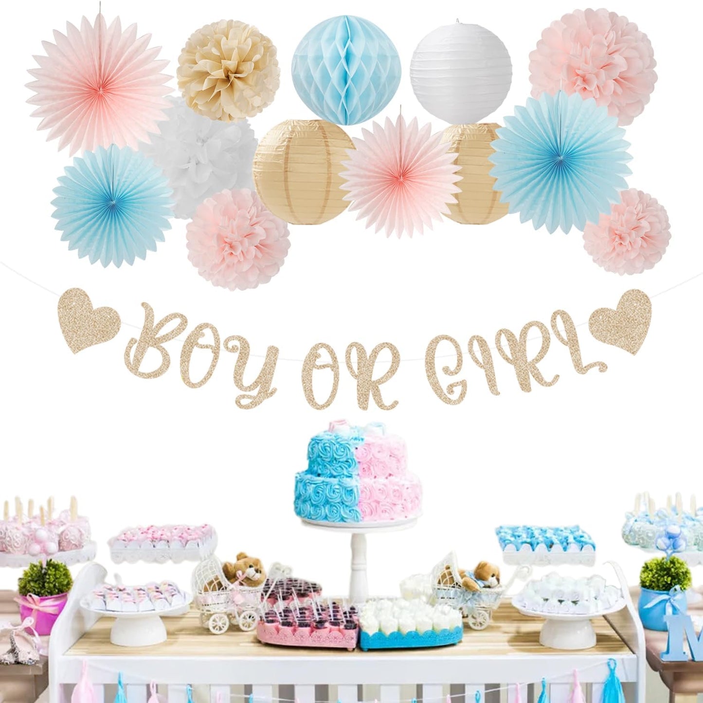 2026 Blue Class-Congratulations Prom Graduation Party-Decorations - 22pcs High School College Grad Supplies Decor,Royal Navy White Silver Tissue Pom Poms Streamers, Paper Flowers Lanterns Hugmoon