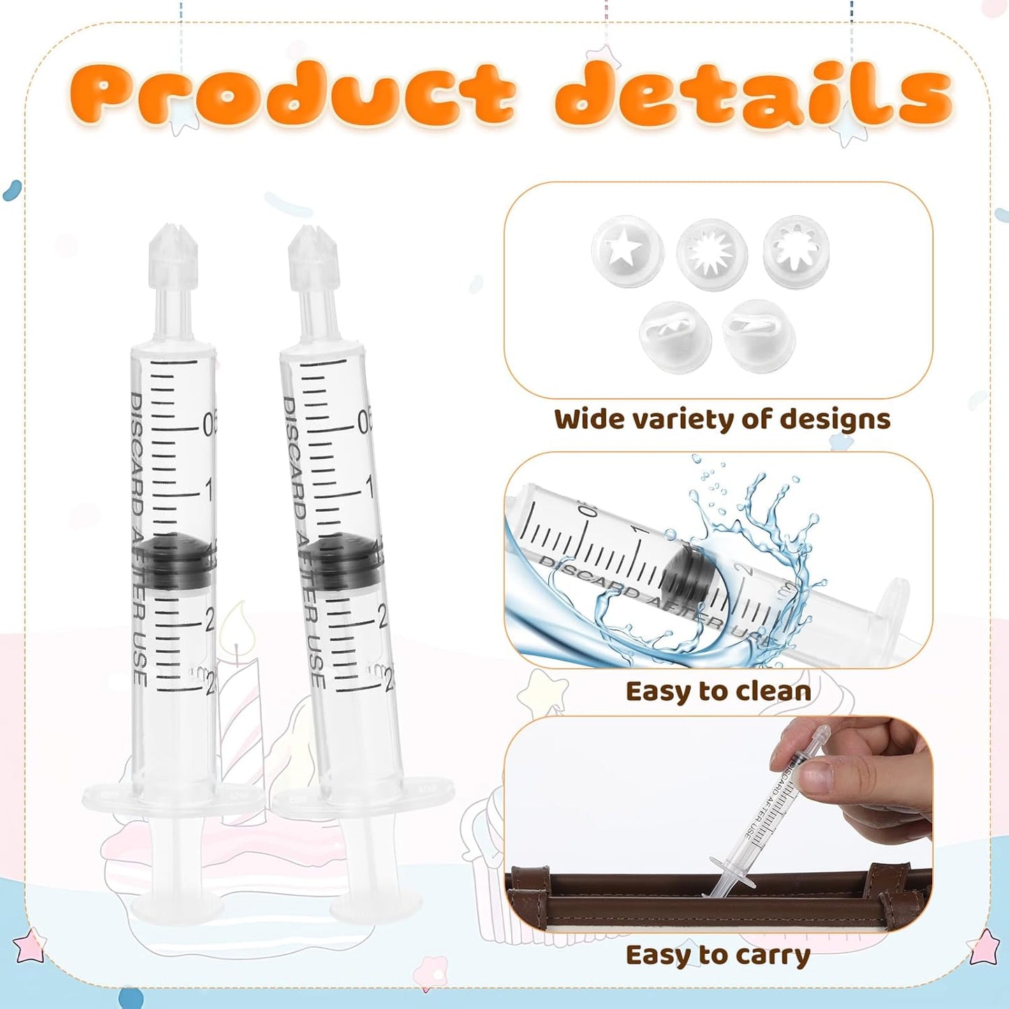 5PCS Mini Piping Tips with 5 Cylinder Tiny Cake Modeling Piping Tool, Mini Cake Decorating Tips Clay Nozzles Hand Decorating Pastry Tip for DIY Miniature Cakes Model, Miniatures Landscape Crafts Decor