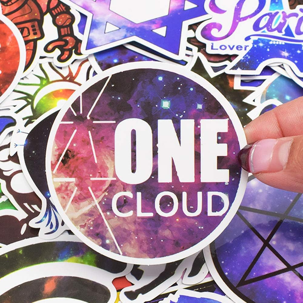 QTL Neon Stickers for Teens & Students Prizes, Waterproof Vinyl Party Favor Stickers, School Rewards, Water Bottle and Laptop, 50PCS - Colors A