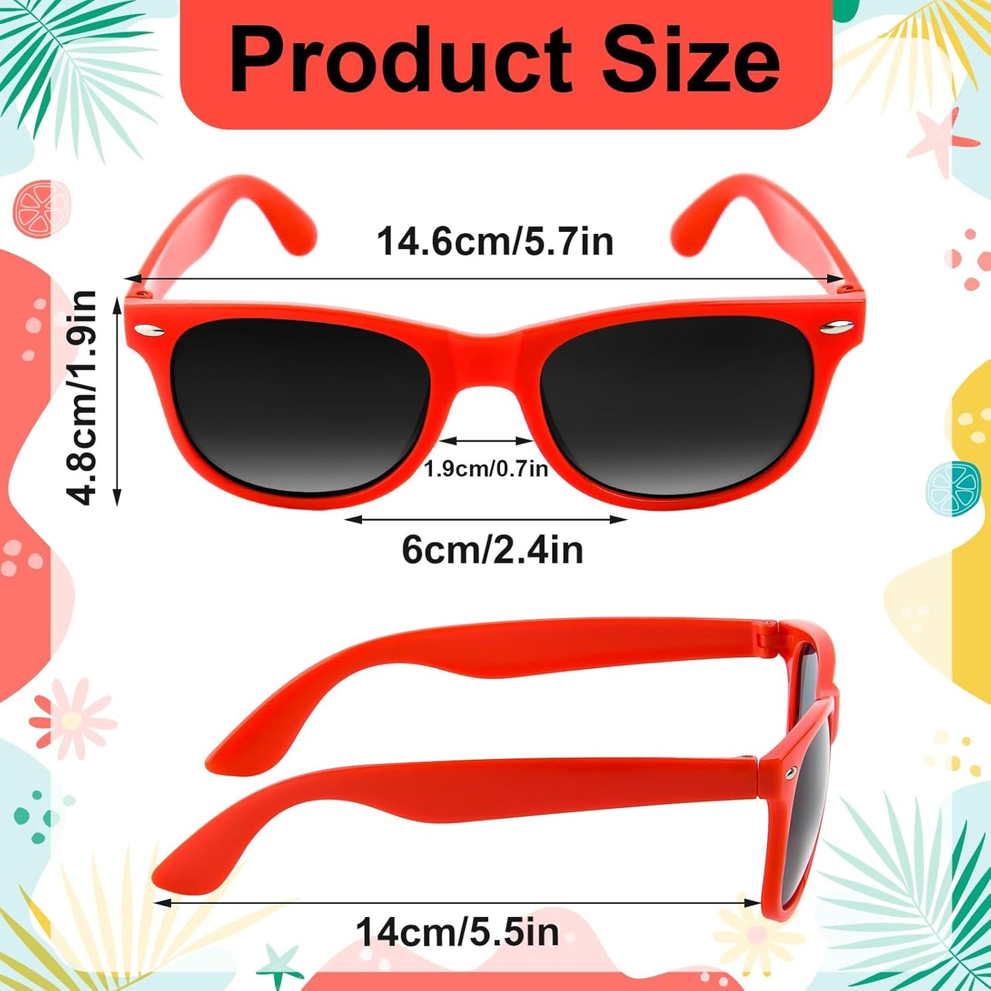 NEBURORA 6 Pack Black Sunglasses Bulk Retro Black Shades Party Sunglasses for Adult Men Women Summer Beach Party Accessories