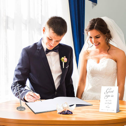 Wedding Guest Book with Pen and Table Cards, 9 x 9 Inch Guest Book Wedding Reception 50 Sheets Sign in Book Wedding Memory Book for Wedding Party Bridal or Baby Shower Guest Visitor (Elegant Style)