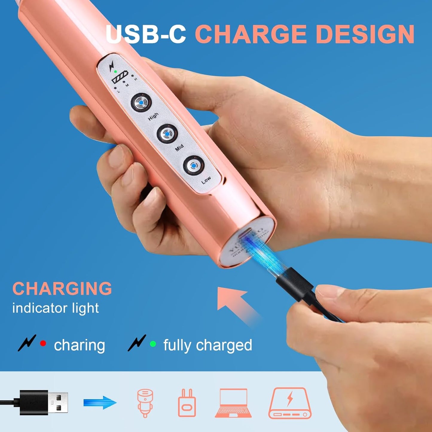 YUSWKO Black Handheld Milk Frother Wand for Coffee, Rechargeable Electric Whisk with 3 Heads 3 Speeds Drink Mixer Coffee Frother For Latte, Cappuccino, Hot Chocolate, Egg