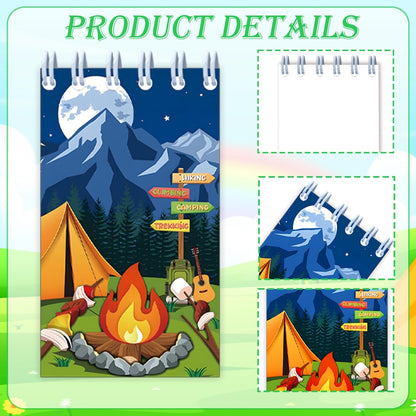 24PCS Camping Party Favors Camper Adventure Mini Spiral Notepads Candy Wild Adventure Camping Small Notebooks for Kids Summer Sleepaway Party Favors Forest Nature Hiking Party Gifts