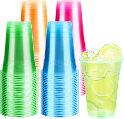 WYTAOHZL 60 Pack 12 Oz Neon Plastic Cups Glowing Plastic Neon Cups for Party Disposable Cup for Wedding Birthday and Party
